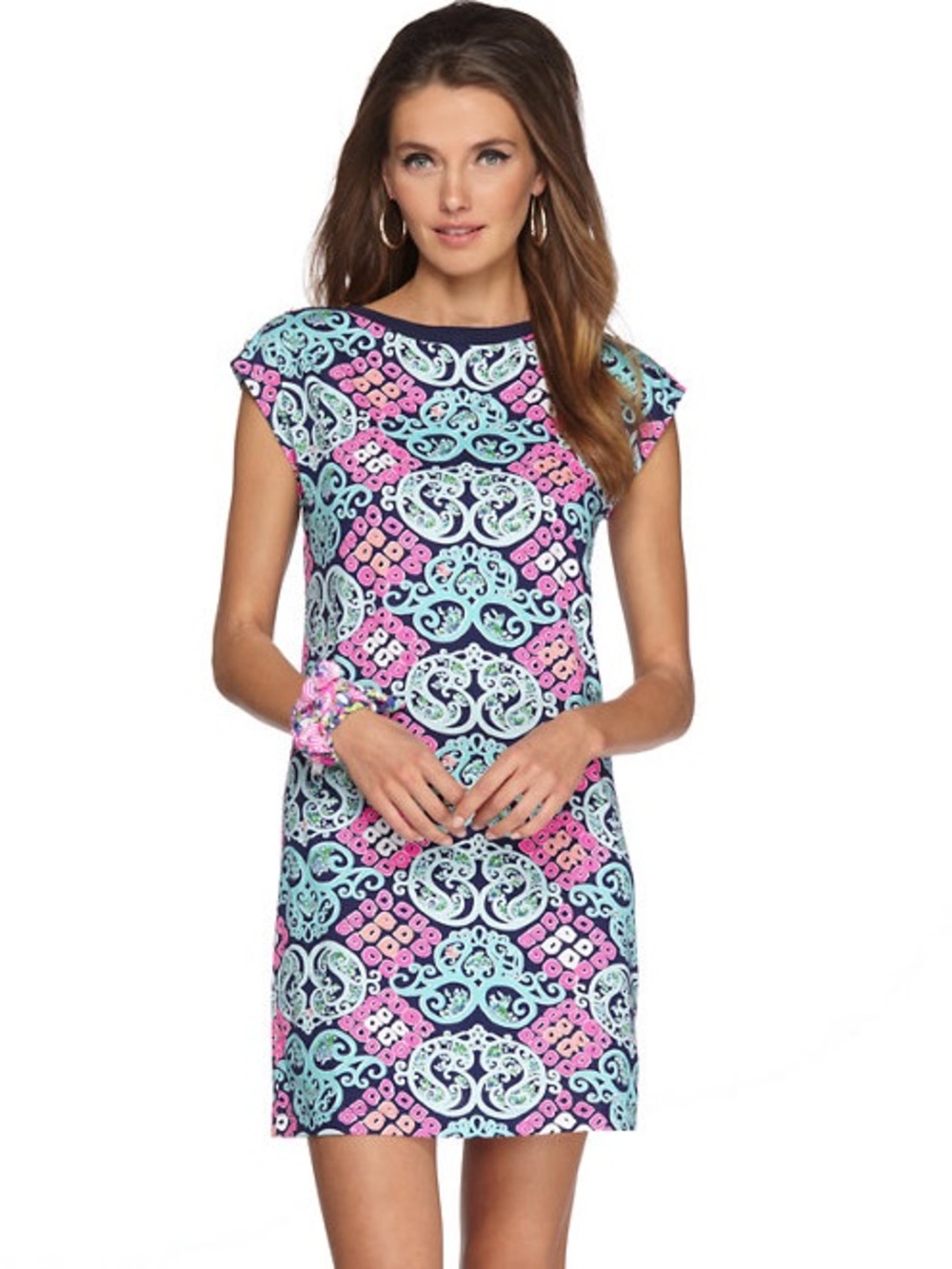 Lilly Pulitzer Robyn Dress Size Medium Pink, Teal Behind The Gate